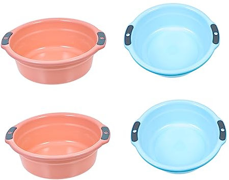 Alipis 4pcs Home Washing Basin and Vegetables Cleaning Basin Medium Size Thickened Pp Storage Dual Handles for Hanging Household Laundry and Kitchen Use Random Color