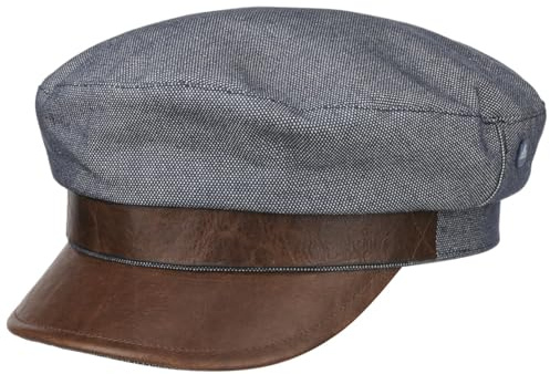 HAMMABURG Elbsegler Hut Cotton Riders Damen Made in Italy Sommer blau-weiß M (56-57 cm)