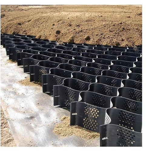 Stabilisateur Gravier 3.3/6.5/10/13/16.5/20ft Grille de stabilisation du sol, Grille géo perméable en nid d'abeille pour rocher Grass Sand, Géocellule de gravier découpable et personnalisable pour pav