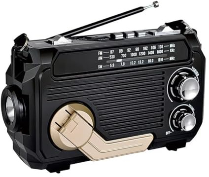 Knoruley Radio FM Am SW con Carga Solar, Receptor de Radio de Emergencia con Manivela, Bluetooth 5.2, Compatible con TF, USB, Color Negro