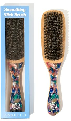 Curldo Slick Back Hair Brush – Soft Boar Bristle Brush for Flyaways, Frizz, Sleek Buns, Ponytails & Edges – Smoothing Brush for Curly, Coily, Wavy & Straight Hair (2A–4C)