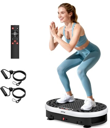 HTM Vibration Plate Exercise Machine with 120 Speed Levels, 9 Program Modes and Remote Control - 15 Min Timer, 300 lbs Capacity Vibrate Stand Shake Board for Full Body Workout, Fat Burner and Toning