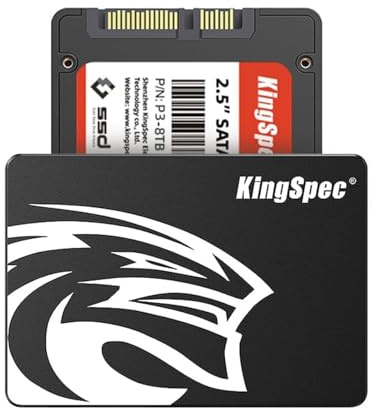 KingSpec 8TB 2.5 SSD SATA III Interno - 550 MB/s in lettura, 520 MB/s in scrittura con flash NAND 3D, per laptop e PC desktop Aggiornamento