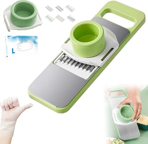 Martivex Slicer, 6-in-1 Safeprep Mandoline Slicer – Multi-Purpose Vegetable & Fruit Cutter, Stainless Steel Blades for Slicing, Shredding, Julienne, Waffle Cuts & Cheese, Easy to Clean Kitchen Tool