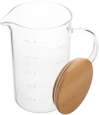 CLISPEED Verre Doseur Verre Transparent avec Poignée et Couvercle Pichet Gradué Clair pour Mesurer Boissons pour Café Lait et Boissons Diverses