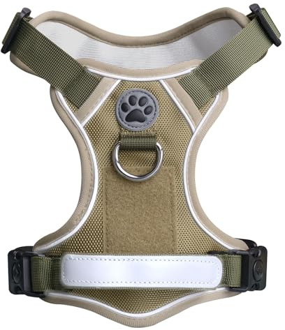 No Pull Dog Harness UK – Adjustable Soft Padded Pet Vest with 2 safety locks Leash Clips Dog Harnesses, Dog harness with handle | Reflective No-Choke Design & Easy Control Handle (Green, S)