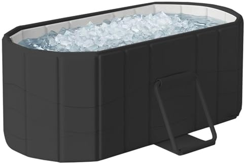Baignoire pliable 2 en 1 - Baignoire chaude et glace - Bac à glace pliable en PVC baignoire à glace pour cabine de douche, salle de bain, spa chaud(150cm, Noir Sans Housse)