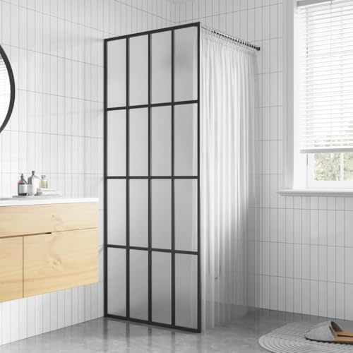 Mokuyary duschvägg för walk-in shower, matt säkerhetsglas 90 x 195 cm, duschvägg för dusch, duschavskiljare, gå i dusch, duschskiljevägg glasvägg för badrum