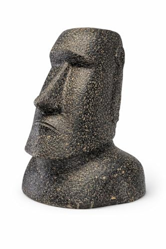 FaHome Moai Testa Statua – Scultura decorativa da giardino – Resistente alle intemperie – Rapa-NUI – Figura dell'isola di Pasqua in fibra di vetro grigio – 40 x 30 x 20 cm