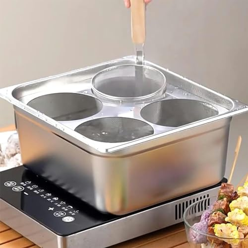 Cuoci Pasta Commerciale a 2/4/6 Fori, padelle in Acciaio Inossidabile, padelle per Alimenti Commerciali con Set di Inserti per cestelli per Ristorante, Hotel, Buffet, Catering per Eventi (Color :