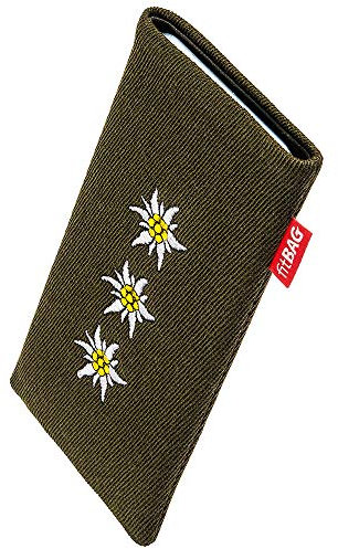 fitBAG Trachten Edelweiß Handytasche für Apple iPhone X/Xs Tasche aus Textil-Stoff mit Microfaserinnenfutter | Hülle mit Reinigungsfunktion | Made in Germany