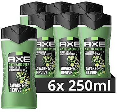 Axe 3-in-1 Duschgel & Shampoo Anti-Hangover für langanhaltende Frische und Duft nach der Dusche Männer Duschgel dermatologisch getestet 6x 250 ml