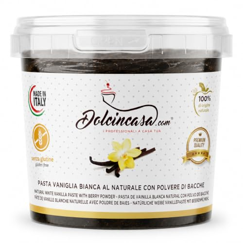 Dolcincasa Pasta Gelato Vaniglia con Bacche al Naturale – Baccelli Macinati e Aromi Naturali – Per Gelato, Creme, Mousse e Dessert – Senza Glutine – 200 g