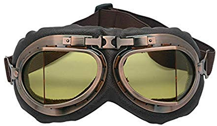 MASO Steampunk Vintage-Helm-Schutzbrille, UV-Schutz, winddicht, für Outdoor-Sport, Motocros-Rennfahrer, Gelb
