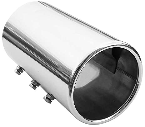 Auspuffblende Rund Endrohr Edelstahl Auto Endrohrblenden Auspuffendrohr Auspuffrohr Tuning Universell Schalldampf Blende Sport Rund Chrom 90 mm