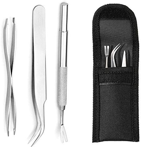 EasyULT Edelstahl Zeckenentferner Set[3 Stück], Zeckenzange Zeckenpinzette Zeckenhaken, Zeckenentfernung fur für Mensch, Hunde, Katzen(mit Aufbewahrungstasche)