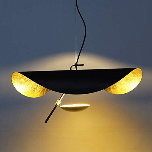 LED Blattförmiger Pendelleuchte Hut Goldener Hängelampe Höhenverstellbare Decke Pendellampe Cafe Bar Schlafzimmer Wohnzimmer Dekoration Kronleuchter Beleuchtungssystem [Energiespar A ++],Schwarz,60cm…
