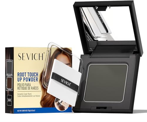 SEVICH Instantly Hair Shadow – Haarlinien-Schattenpuder, schneller grauer Haaransatz-Concealer, Haarschattenfaser mit Puff&Mirror, 12 g, Aschbraun