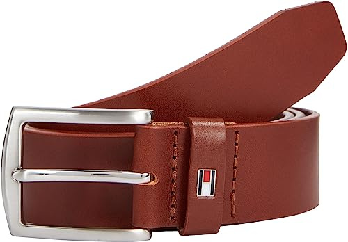 Tommy Hilfiger Herren Gürtel New Denton 3,5 cm Belt Ledergürtel, Braun (Dark Tan), 80 cm