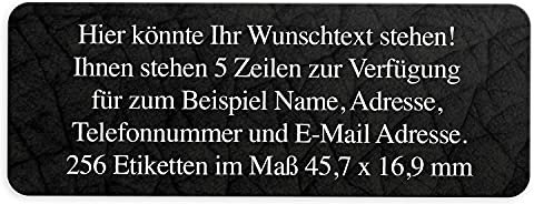 Adressaufkleber selbstklebend | PERSONALISIERT | 256 Stück | kleine Etiketten mit Wunsch-Text individuell anpassbar | Aufkleber für Name und Adresse | matt | Name markieren | Muster schwarz