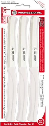 Lot de 6 couteaux de table Pointe ronde Blanc