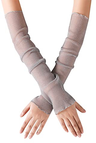 iSpchen 1 Paar Summer Ärmlinge Sonnenschutz Armstulpen Damen Elegante Spitzenhandschuhe Kühlung Eisseide Arm Sleeve Ultradünne Spitzen Armschutz Ärmel für Radfahren,Laufen,Golf,Fahren