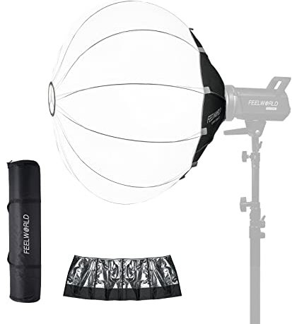 FEELWORLD FSL65 Portable Lantern Softbox, 65cm 25.6, para FEELWORLD FL125D FL125B FL225D FL225B y Otras Luces de Estudio de Vídeo con Soporte Bowens para Directo, Vídeo, Fotografía