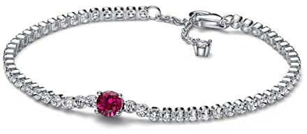 PANDORA Timeless Armband, Sterlingsilber, mit kirschrotem Jubiläumskristall und klarem Cubic Zirkonia