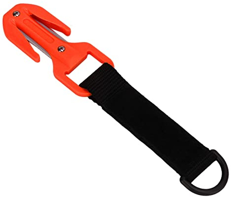 Qinlorgo Dykutrustningsskärare, skärande glasfiber, dykning säkerhetstrådsskärare, dubbelsidig förvaring, säker dykkniv (orange)