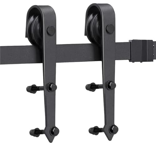 Abician Quincaillerie Kit de Rail pour Porte Coulissante, Système de Rail Apparent à Simple Ventail, Ensemble de Kit de Rail pour Porte Suspendu 6ft