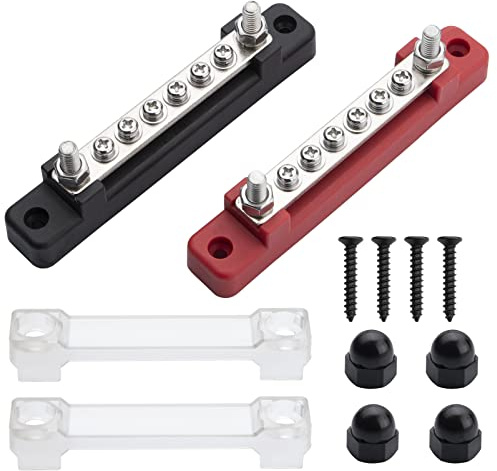 ZEALfix Sammelschiene 12v Verteilerblock 6 Klemmenblock 150A M6*2 M4*6 Schrauben Terminals Verteilerblock für Auto, Wohnmobil, Yacht, Schiff Busbar