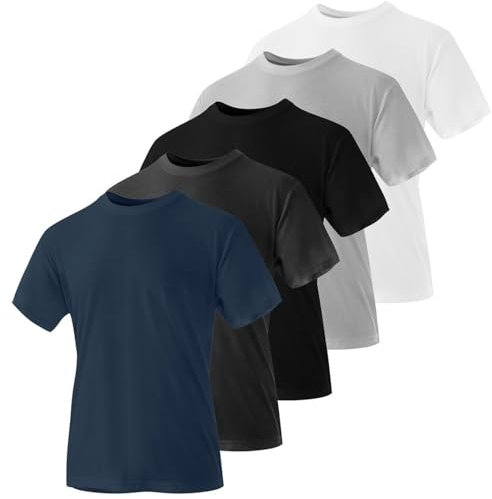 Iron Mountain Herr rund hals ekologisk bomull återvunnen polyester miljövänliga blandade arbetskläder T-shirts (5-pack), BLANDAT, XXL