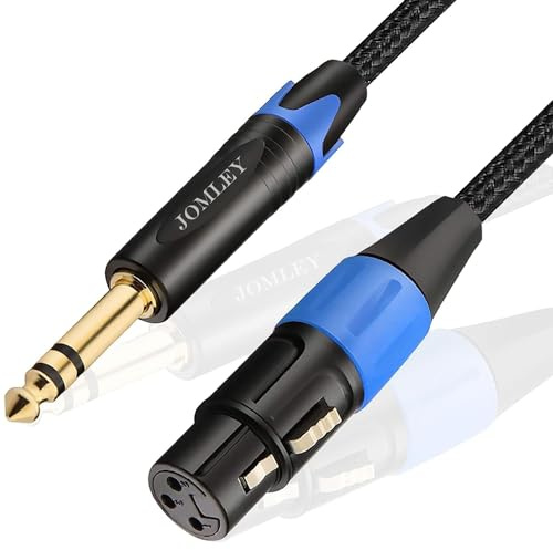 JOMLEY Buchse XLR auf Klinke 6,35mm TRS Kabel, Symmetrisches 6,35mm (1/4 Zoll) TRS auf XLR Buchse Mikrofonkabel, Nylongeflecht 3-Polig XLR Buchse auf 6,35mm Stecker Stereo Klinke Kabel - 3 Meter