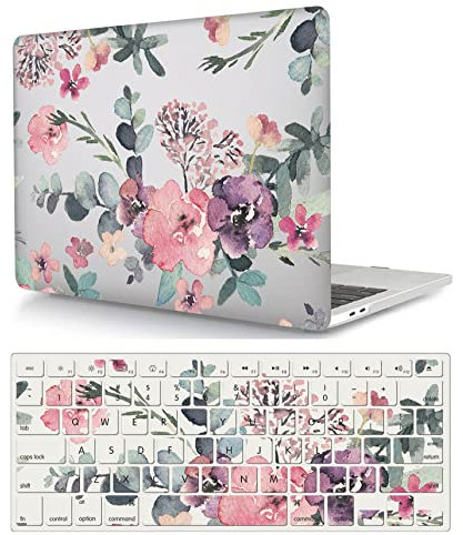 Hülle Case Kompatibel mit MacBook Pro 14 Zoll 2021/2023 Freisetzung A2442 A2779 A2918 A2992 M1/M2/M3 Chip mit Touch ID, Ultradünne Plastik Hartschale Schutzhülle & Tastaturschutz, Blumenbild