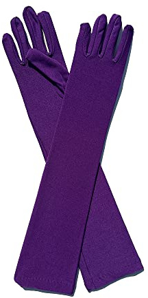 SYSUII Damen Lang Elastische Handschuhe,Damen Sonnenschutzhandschuhe Damen Ellenbogen Handschuh Opernhandschuhe Tanzhandschuhe für Halloween Karneval Fasching Fest Party Frauen Mädchen-Lila