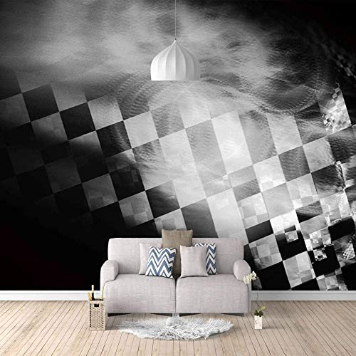 3D Plaid Mode Noir Et Blanc Papiers Peints Grands Autocollants, Papiers Peints Amovibles | Papier Peint Autocollant 3D Pour Chambre D'Enfant, Salle À Manger, Chambr 400 (largeur) x 280 (hauteur) cm
