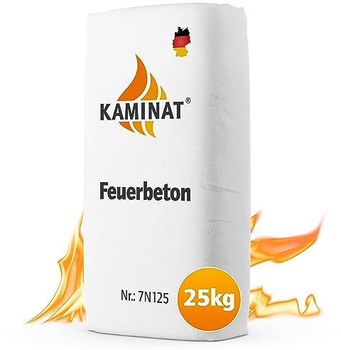 Feuerfester Beton, Körnung 0-5mm - Maximale Hitzebeständigkeit bis 1250°C - Vielseitige Verarbeitung: stampft, rüttelt und kann gegossen werden, ermöglicht eine flexible Anwendung. (25kg)