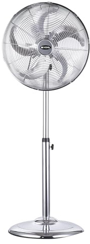 Be Cool Standventilator 40cm Super Silent BC40MSTF2205SS – Super Silent, Ø 40 cm, 50 Watt, stufenlose Höhenverstellung, 5 Rotorblätter, chrom, Silber