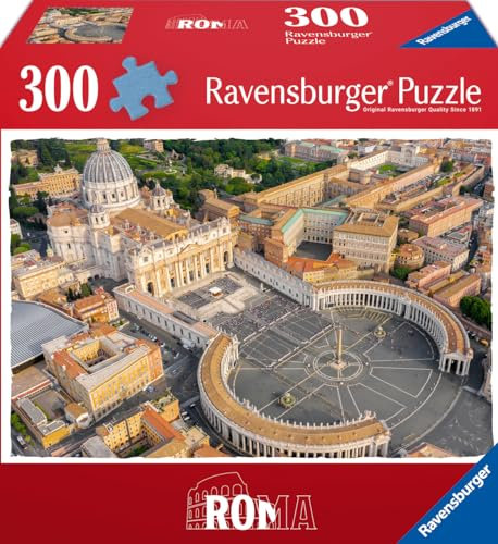 Ravensburger - Puzzle Roma Piazza San Pietro per Adulti, 300 Pezzi, Collezione Puzzle Moments, Idea Regalo per Lei o Lui, 27x39 cm