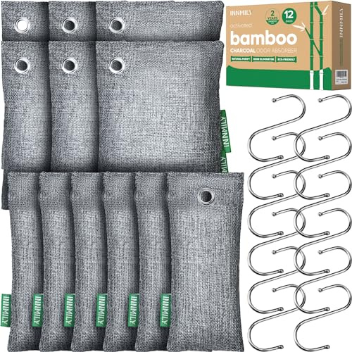 Assorbitore di odori di carbone attivo, forte rimozione degli odori, sacchetti purificatori d'aria di carbone di bambù per la casa, auto, armadio, animali domestici, deodorante per camera di fumo (12