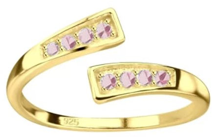 FIVE-D Ring Zehenring Zehenring Zirkonia Fußschmuck 925 Sterling Silber (Gold-Rose)