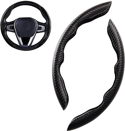 WuYyyyy Auto Lenkradbezug für Audi A4 B7 Typ 8E/8H 2004-2009 berlina Avant,Kohlefaser Lenkrad Wrap Bequemer Griff Rutschfestes Weiches Atmungsaktives Zubehör.,A-Black