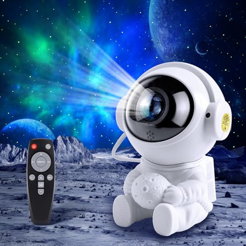 Astronaute Projecteur Galaxy, Fokky Projecteur Ciel Etoile, Projecteur Galaxie avec Nébuleuse et Étoile,Minuterie,Télécommande,Rotation à 360° Projection Etoile Galaxie Astronaute pour Enfants Adultes