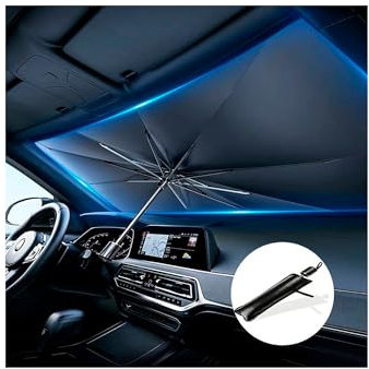 Parasol Coche Delantero, Paraguas Parasol, Tamaño 135x75cm y 115x65cm, Parasol Coche Delantero Plegable, Sombrilla Interior, Protector Solar Auto
