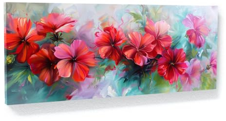Sense Canvas Lienzo decorativo con diseño de sinfonía abstracta de geranio 22, decoración del hogar, póster grande de 40 x 16 cm