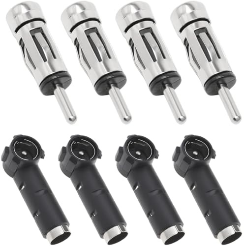 DAOKAI Antennenadapter DIN - ISO Antennenkupplung Antennenstecker Stecker Autoradio Adapter Universal Radioadapter Auto Antenne(Silber+Schwarz) - 8stk