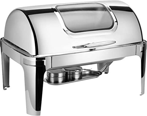 Roll Top Chafing Dish 9L Stainless Steel, Chafer and Buffet Food Warmers Set with Food Pan, Water Pan and Fuel Holders, Fuel Environment Friendly