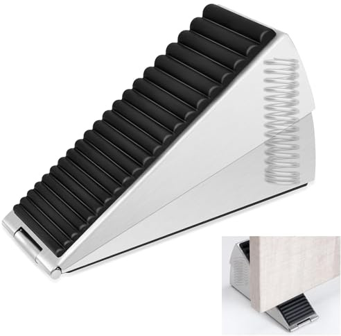 Yuiturt Door Stopper, Large Door Wedge, Heavy Duty Door Stop for Floor | Non Slip, Adjustable Spring Loaded, Rubber Door Stop Wedge for Outdoors, Wall Protector for Keep Door Open (3 Inch)