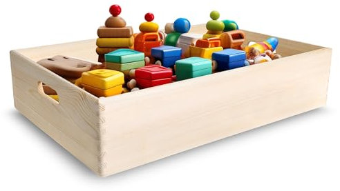 Creative Deco Große Holzkiste Obstkiste Korb | 60 x 40 x 13,5 cm (+/-1cm) | mit Griffen | ohne Deckel | Hölzernen Kasten Unlackiert Holzbox Kiste Weihnachten | Für Dokumente Spielzeuge Werkzeuge