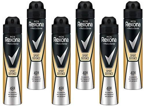 6x Rexona Men MotionSense Deo Spray Sport Defence 48H, Anti-Transpirant,mit 48 Stunden Schutz gegen Körpergeruch und Achselnässe 200ml (6er Pack)
